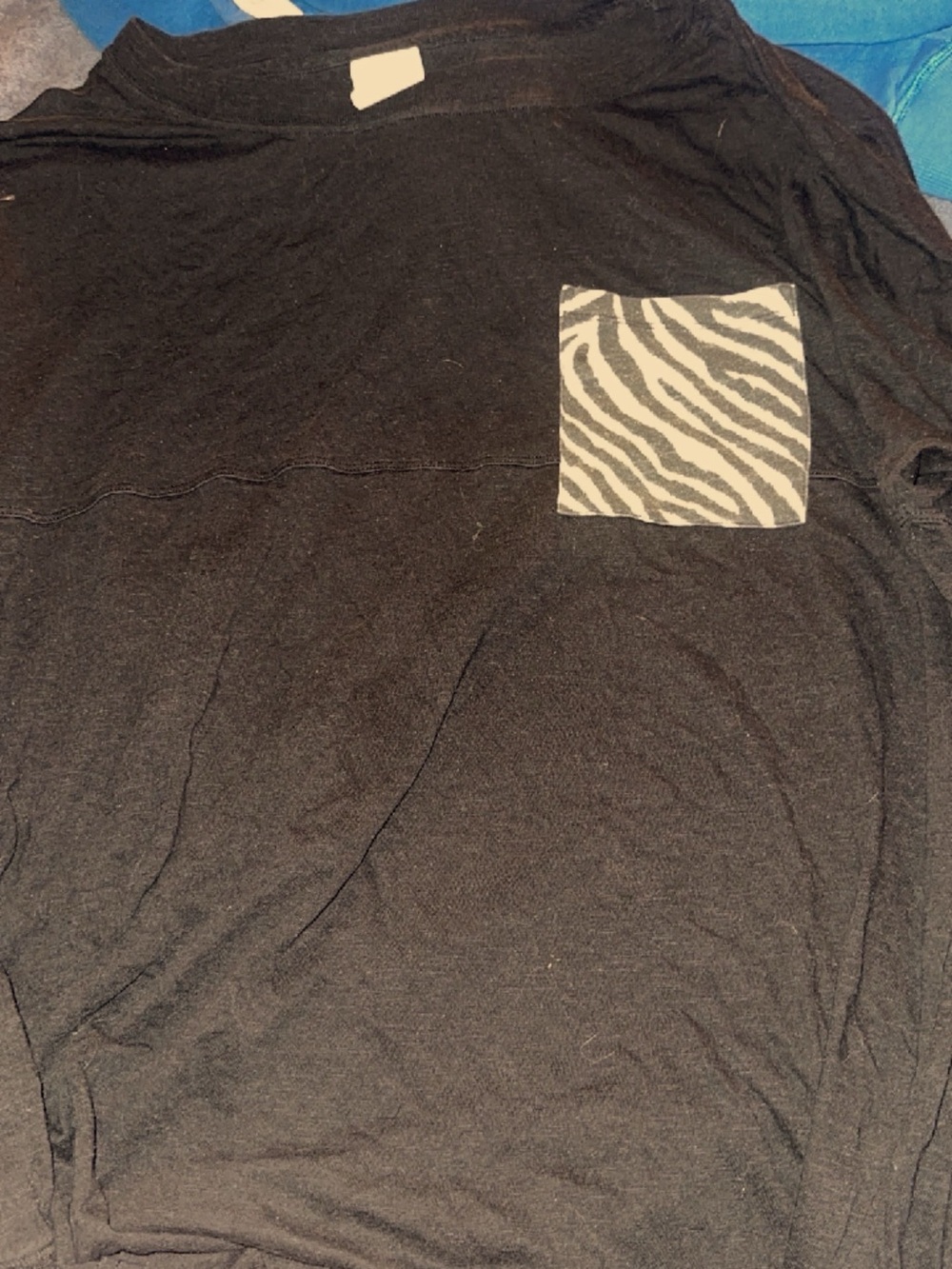 Black Pocket T-Shirt with Zebra Print Pocket